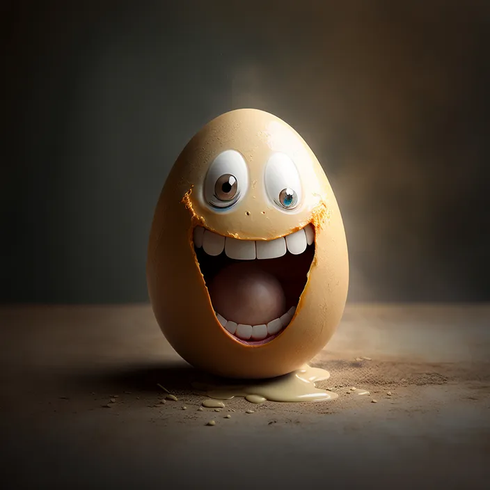 an egg with a funny face on a table