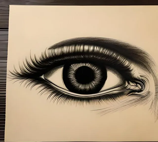 a drawing of an eye with long lashes