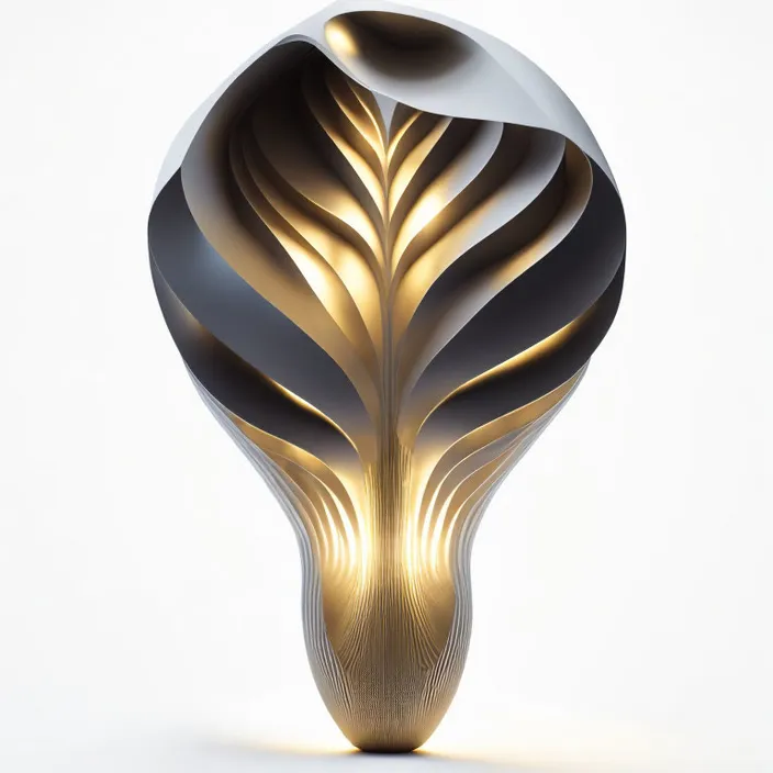 a white vase with a black and gold design on it