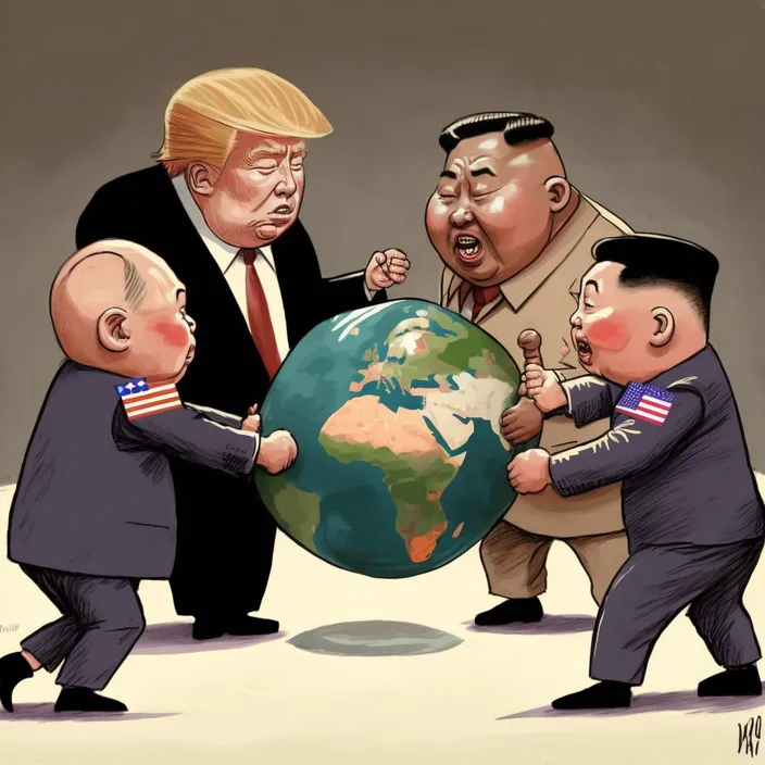 a political cartoon of a group of people holding a globe