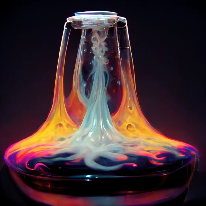 a glass vase with a liquid inside of it