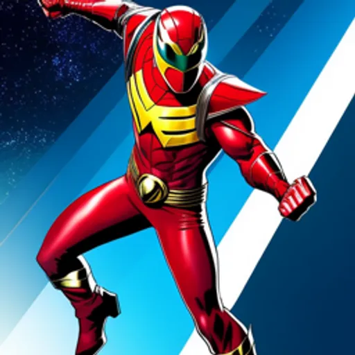 a man in a red and yellow suit is in the air