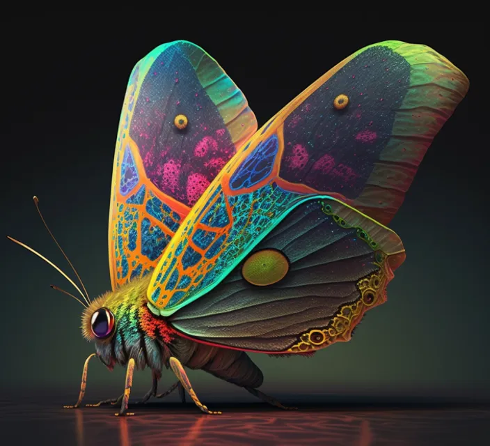 a colorful butterfly sitting on top of a table