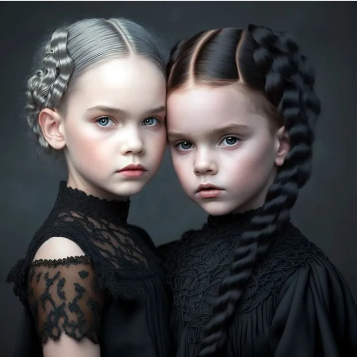 two young girls with braids are posing for a picture