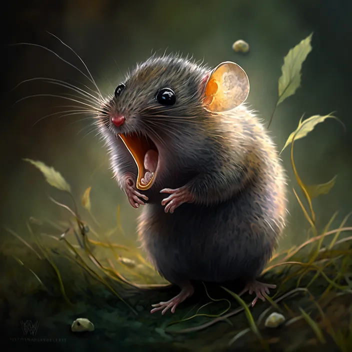 a rat with its mouth open and it's mouth wide open