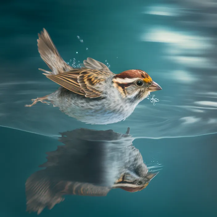 a bird is swimming in a body of water