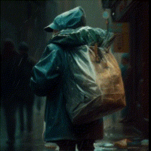 a person walking down a street carrying a bag