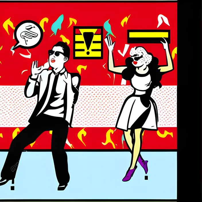 a painting of a man and a woman dancing