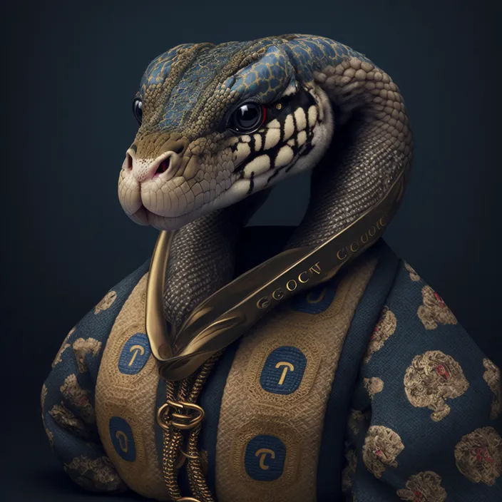 a snake wrapped around a purse on a black background