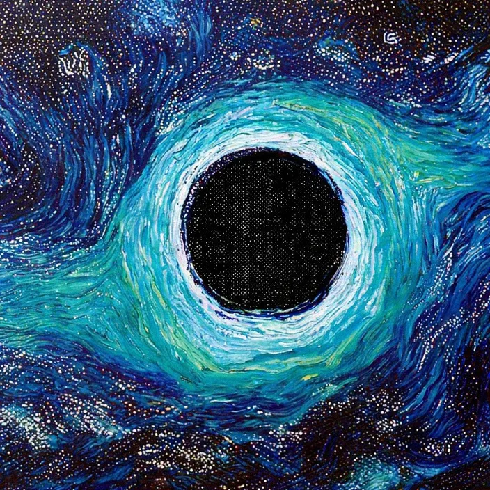 a painting of a black hole in the sky