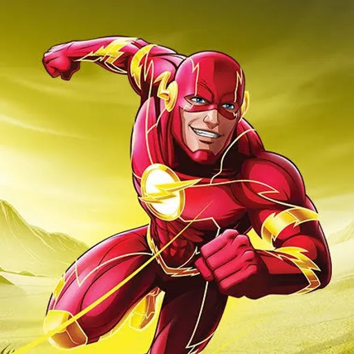 a man in a flash suit running through a field