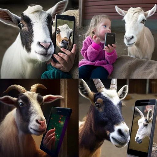 a collage of pictures of goats and a baby