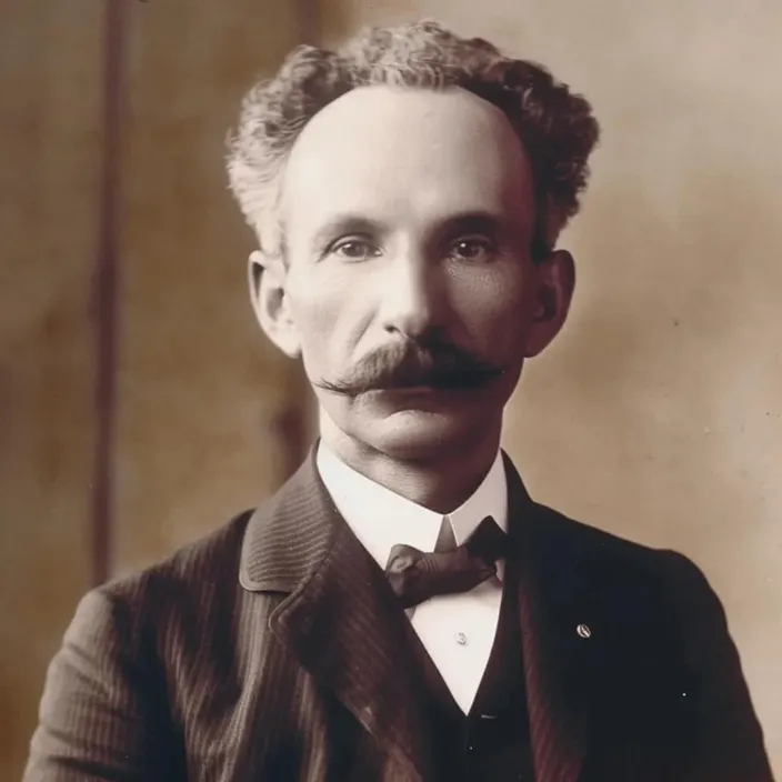 an old photo of a man with a mustache