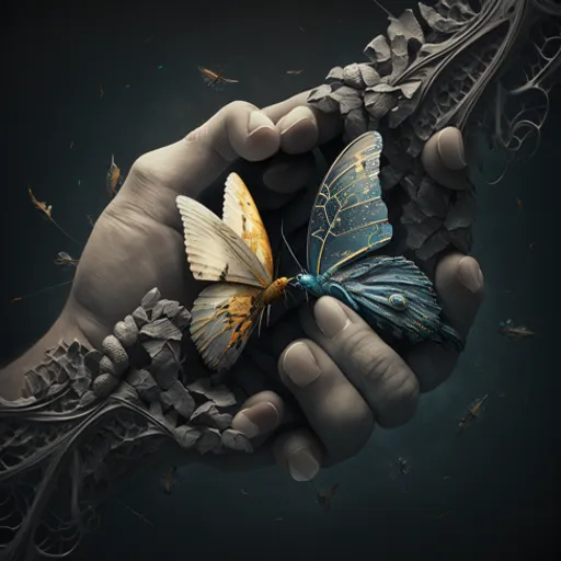 a person holding a butterfly in their hands