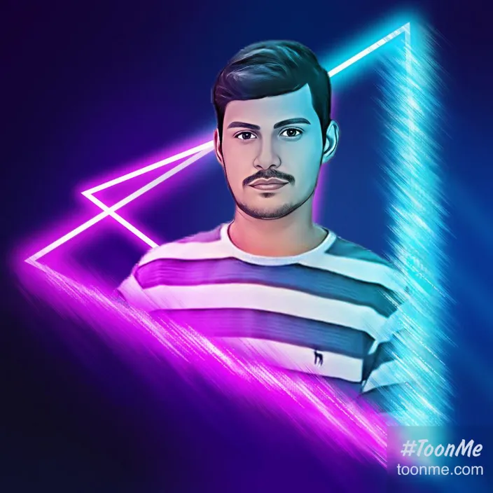 a digital painting of a man in a striped shirt