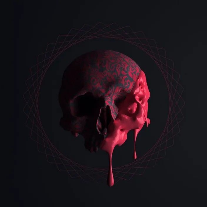 a skull with blood dripping from it