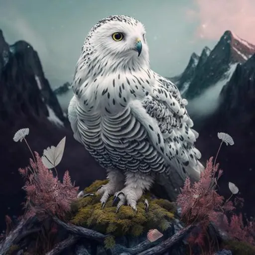 a white owl sitting on top of a rock