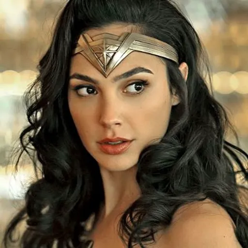 a woman in a wonder costume with long black hair