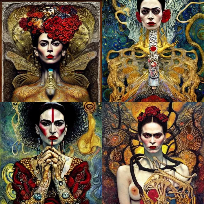 a painting of three women with faces painted in different colors