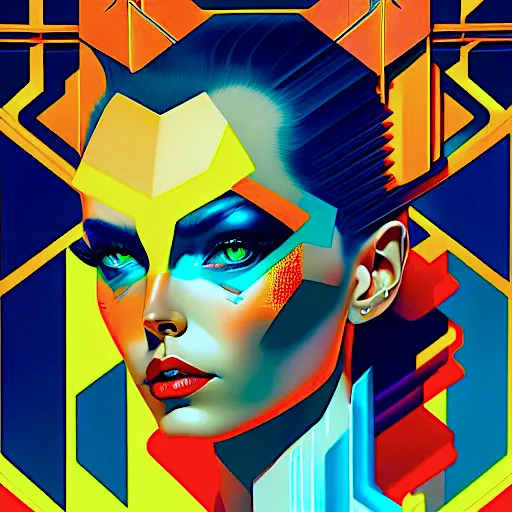 a painting of a woman with a futuristic look