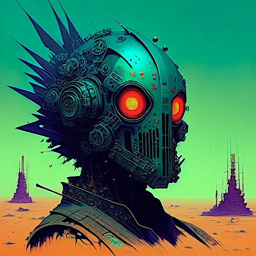 a robot head with spikes and spikes on it's head