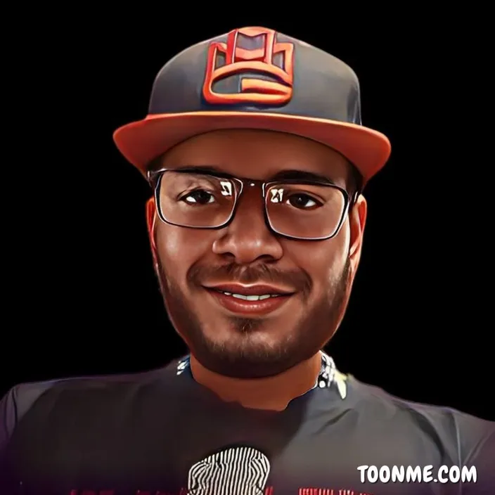 a digital painting of a man wearing glasses and a baseball cap