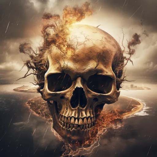 a picture of a skull with a lot of smoke coming out of it