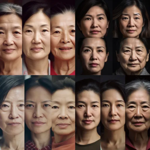 a series of portraits of asian women