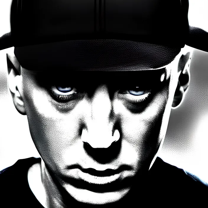 a black and white photo of a man wearing a hat