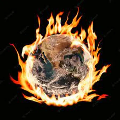 the earth is on fire with a black background