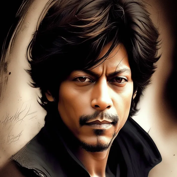 a painting of a man with black hair