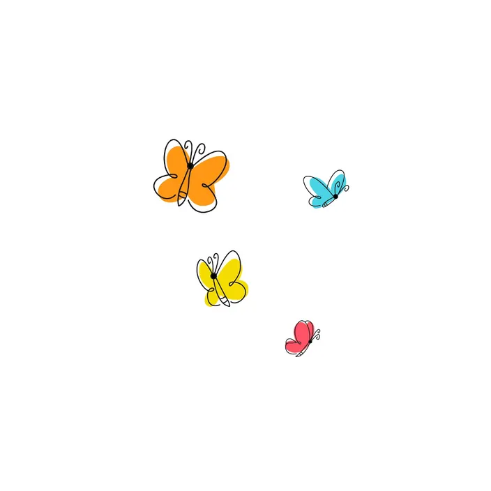 watercolor style butterflies flying in circles