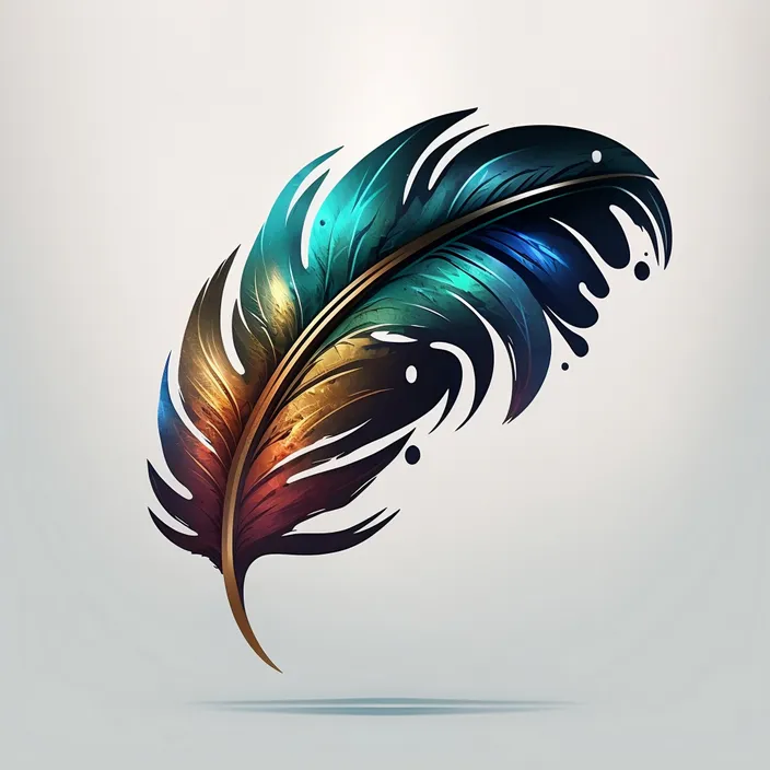 a colorful feather on a white background