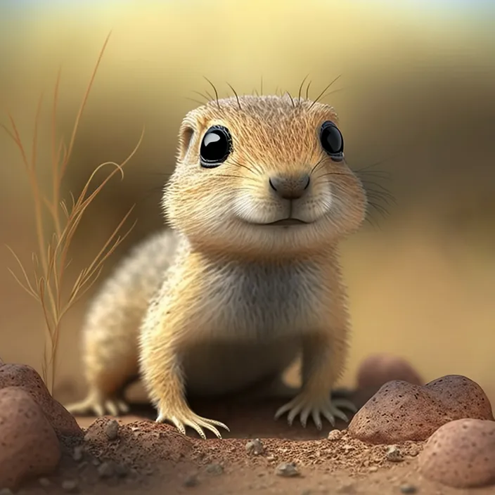 a digital painting of a ground squirrel looking at the camera