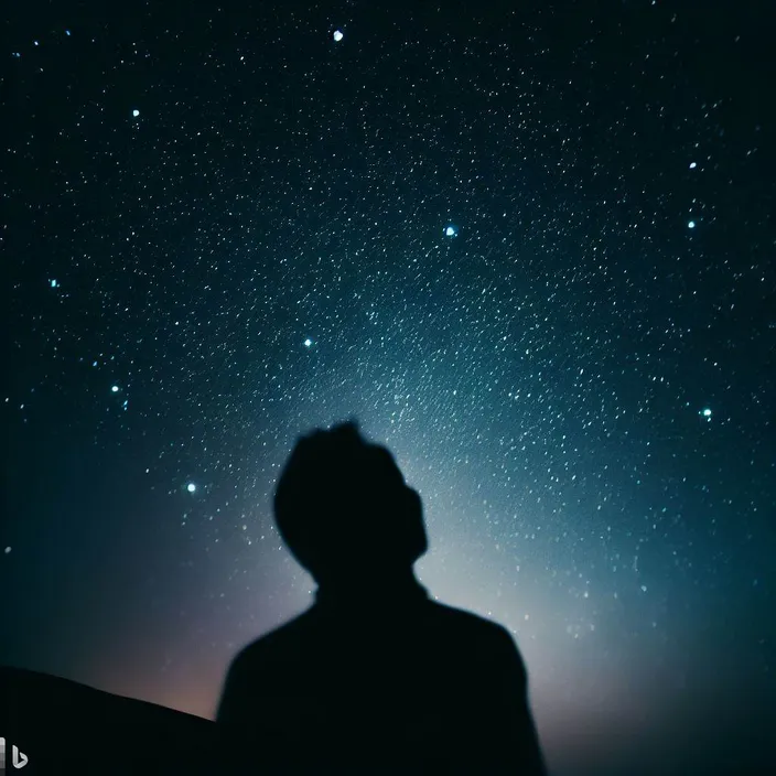 a person looking up at the stars in the sky