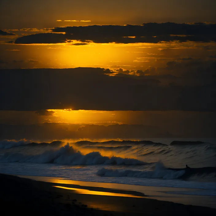 the sun shining through the clouds over the ocean