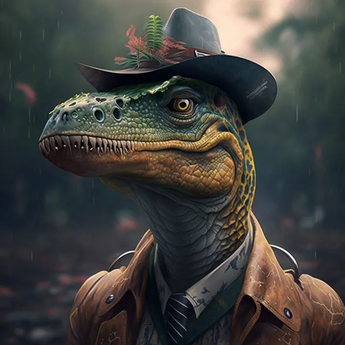 extinction, dinosaur, jaw, hat, art, working animal, terrestrial animal, snout, cryptid, landscape