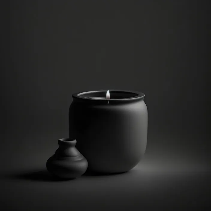 a candle that is sitting next to a vase