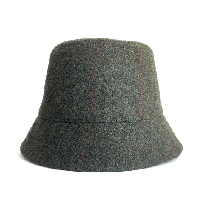 a gray and red hat on a white background