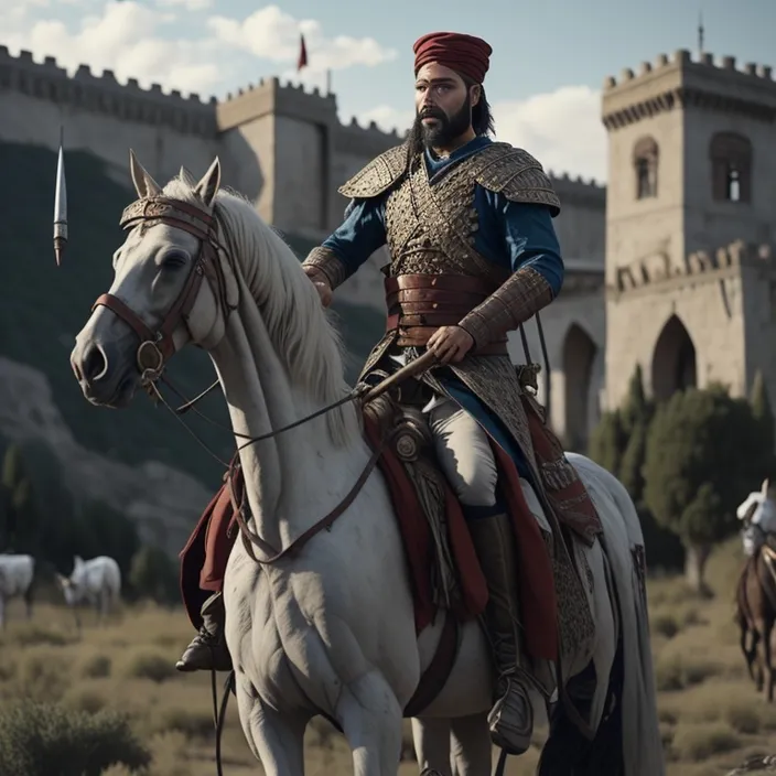 a man riding on the back of a white horse