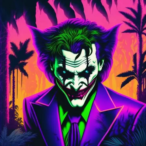 a painting of a joker in a suit and tie