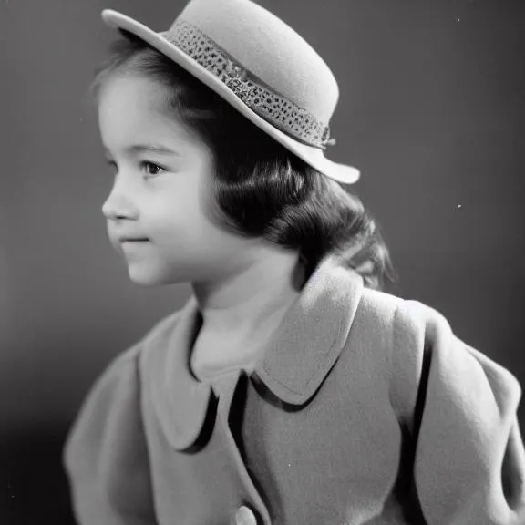 an old photo of a little girl wearing a hat