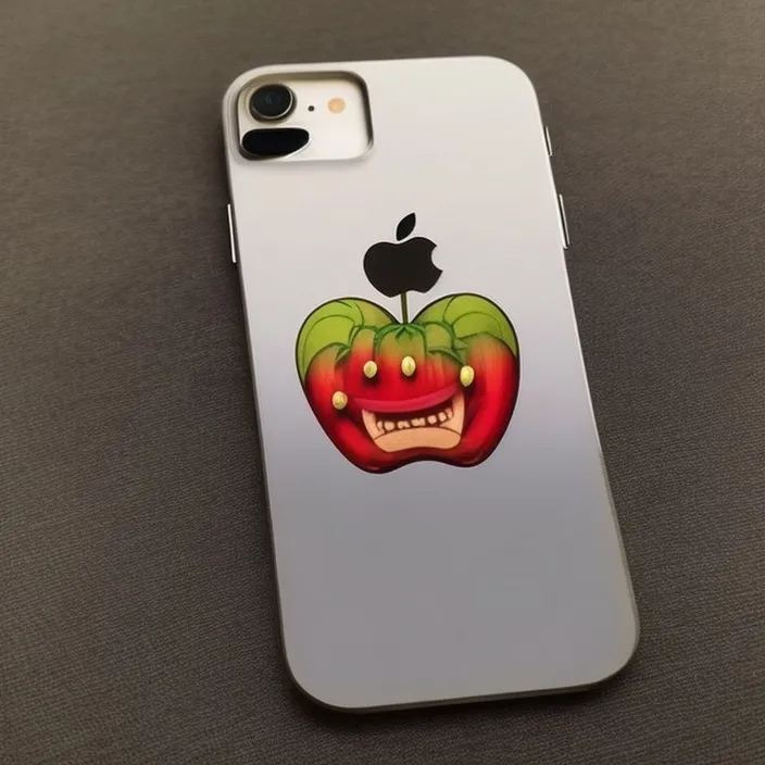 an iphone case with an apple on it