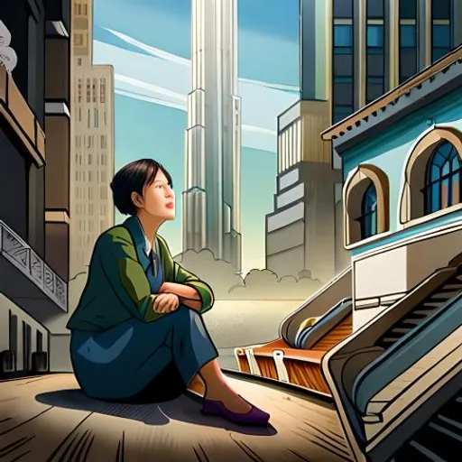 a woman sitting on the ground in front of a piano