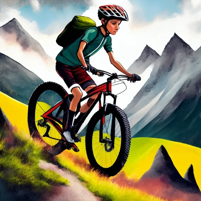 a painting of a person riding a bike