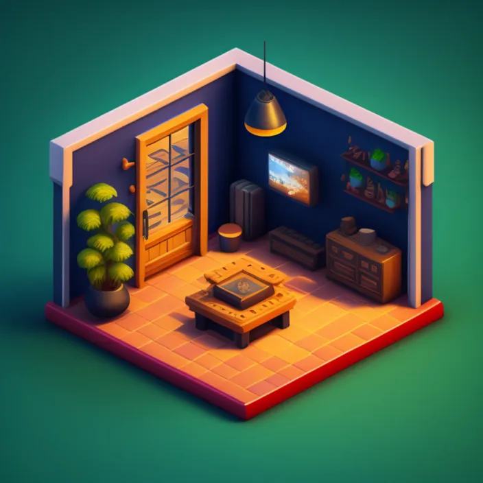 a low polygonal illustration of a living room