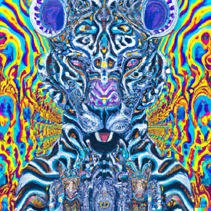 a psychedelic image of a tiger's face