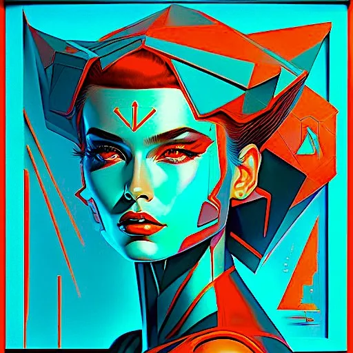 a painting of a woman with a futuristic look