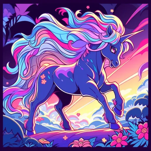 a picture of a unicorn with long hair