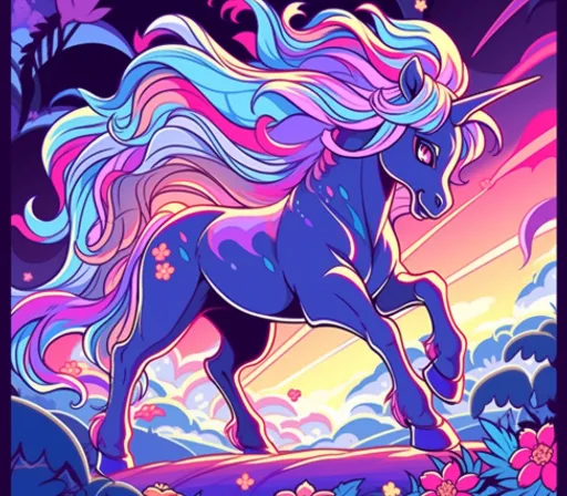 a picture of a unicorn with long hair